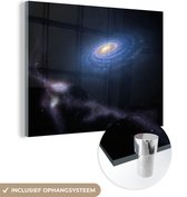 MuchoWow® Glasschilderij 120x90 cm - Schilderij acrylglas - Een illustratie van de Melkweg in de ruimte - Foto op glas - Schilderijen