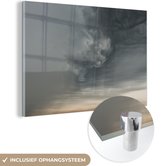 MuchoWow® Glasschilderij 150x100 cm - Schilderij acrylglas - Stormwolken pakken samen - Foto op glas - Schilderijen