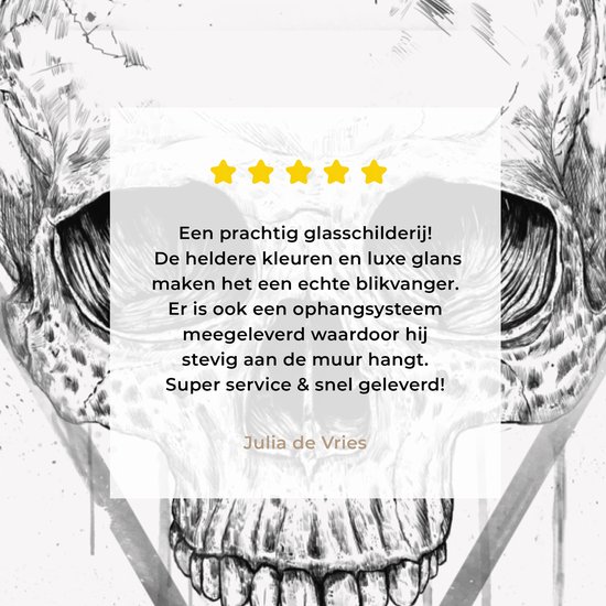 MuchoWow® Glasschilderij 60x80 cm - Schilderij acrylglas - Schedel - Driehoek - Tekening - Druppels - Doodskop - Foto op glas - Schilderijen