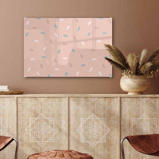 MuchoWow® Glasschilderij 60x40 cm - Schilderij acrylglas - Zomer - Patroon - Pastel - Foto op glas - Schilderijen