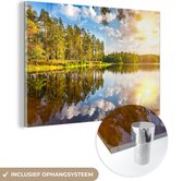 MuchoWow® Peinture sur verre 30x20 cm - Peinture sur verre acrylique - Soleil - Water - Arbres - Photo sur verre - Peintures