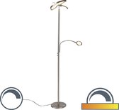 Trio Leuchten moderno - Vloerlamp met leeslamp - 1 lichts - H 1900 mm - Staal