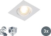 QAZQA miu - Moderne LED Dimbare Inbouwspot met Dimmer - 3 lichts - L 92 mm - Wit -  Woonkamer | Slaapkamer | Keuken
