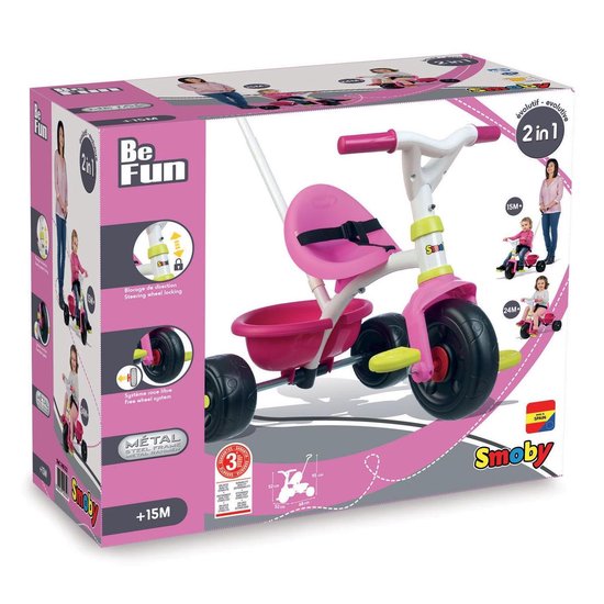 Smoby Be Fun - Driewieler met duwstang - vanaf 15 maanden - roze