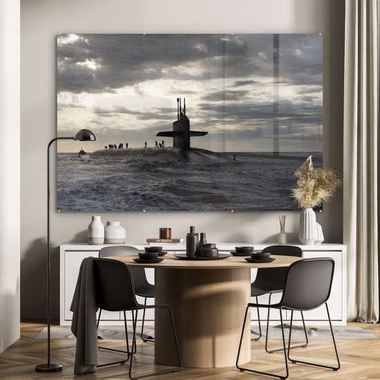 MuchoWow® Peinture sur verre 180x120 cm - Peinture sur verre acrylique - Amérique - Zwart - Wit - Sous-marin - Photo sur verre - Peintures