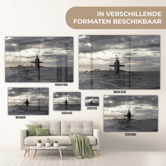 MuchoWow® Peinture sur verre 180x120 cm - Peinture sur verre acrylique - Amérique - Zwart - Wit - Sous-marin - Photo sur verre - Peintures