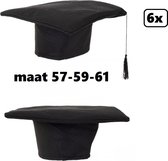 6x Luxe Geslaagd muts stof in 3 maten 57-59-61 - geslaagd afgestudeerd slagen school diadeem hoofddeksel diploma master