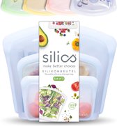 Herbruikbare vrieszakken (set van 3) - siliconen zakjes voor levensmiddelen, vaatwasmachinebestendig, sous-vide en magnetronbestendig