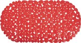 MSV Douche/bad anti-slip mat - badkamer - pvc - rood - 39 x 99 cm - zuignappen - steentjes motief
