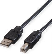 ROLINE Notebook-USB 2.0 plattekabel, type A-B, zwart, 1,8 m