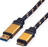 ROLINE GOLD USB 3.2 Gen 1 kabel, USB A - Micro B, M/M, Retail Blister, 0,8 m