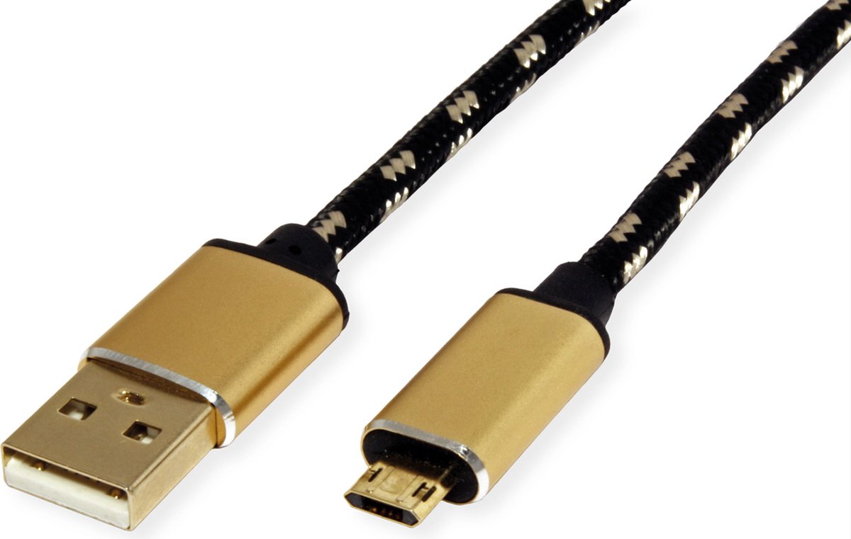 ROLINE GOLD USB 2.0 Kabel, USB A Male - Micro USB B Male, 1,8 m