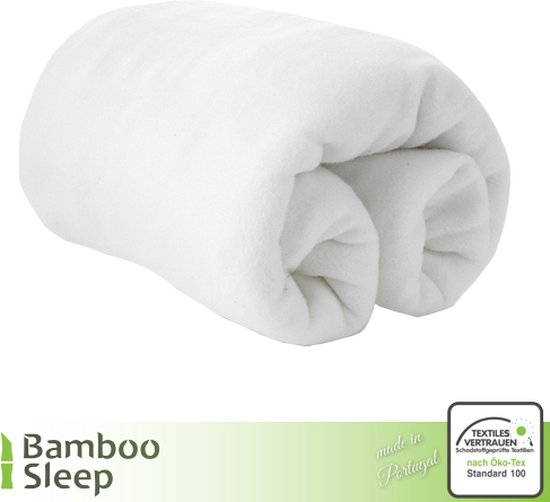 Bamboe molton - 80 x 200/220 x 30 cm - WIT