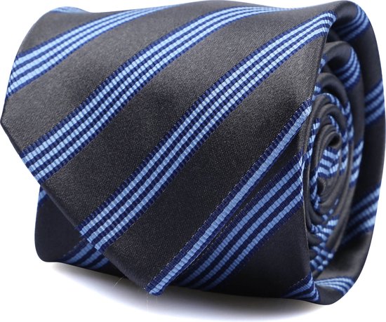 Convient - Cravate Soie Rayures Anthracite - Cravate de Luxe pour hommes  100% Soie 100... | bol