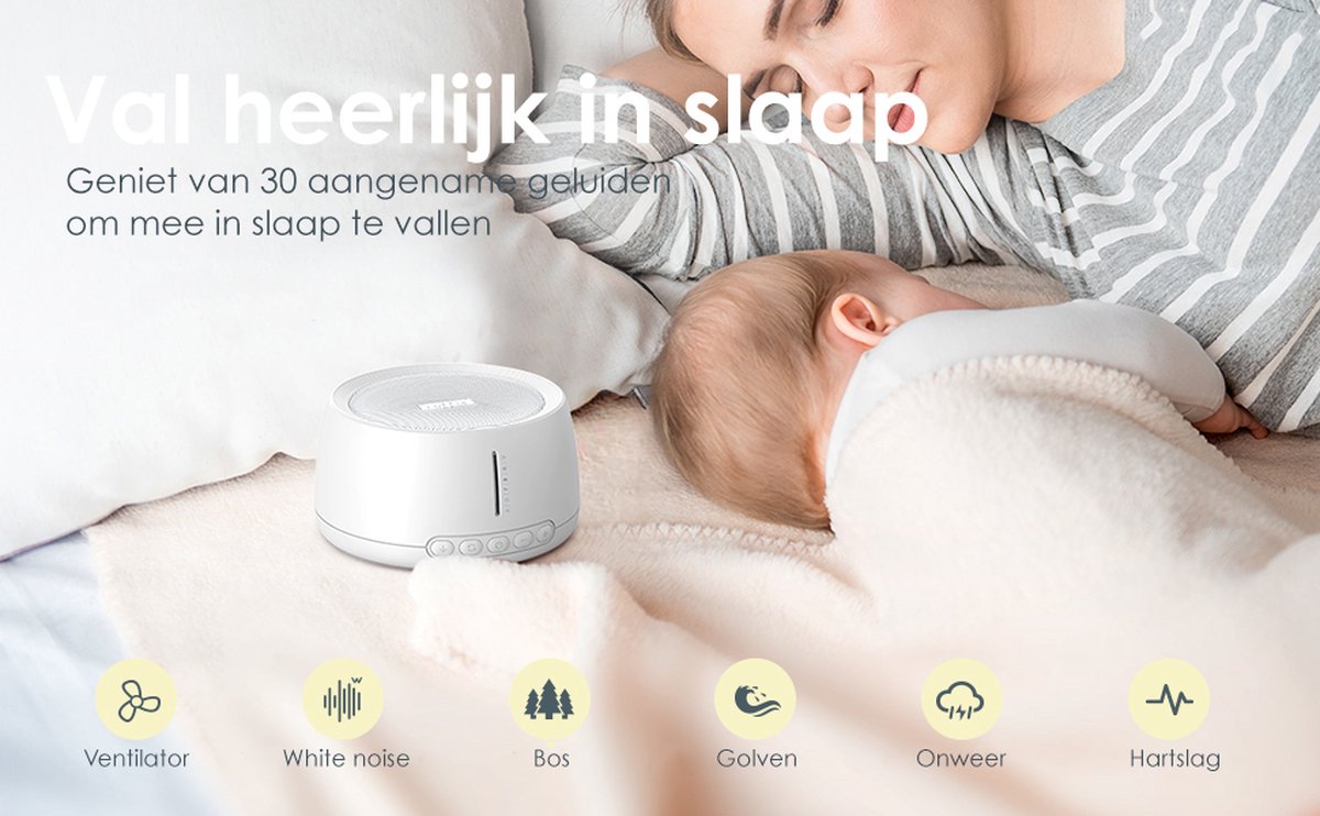 Geluidsmachine voor Ultieme Ontspanning met 30 Kalmerende Geluiden