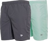 2-Pack Donnay Micro Fiber Short (Ian) - Pantalon de sport - Homme - taille 3XL - Charcoal & Sage green