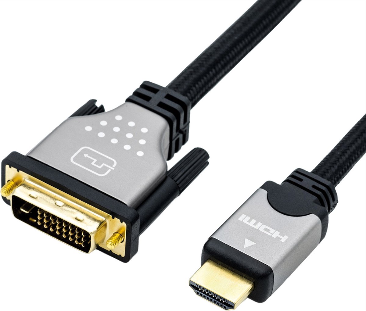 ROLINE Monitorkabel DVI (24+1) - HDMI, M/M, zwart / zilver, 2 m