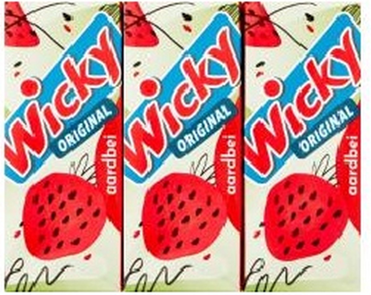 Wicky Aardbei 10 x 20 cl per pak, tray 3 pakken