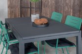 Salon de jardin Marbella table 100x160/240cm et 4 chaises Nicke vert, noir.