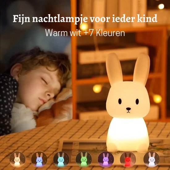 Kinder nachtlampje | Konijn | USB oplaadbaar kinderlampje| LED |  nachtlampje |... | bol.com