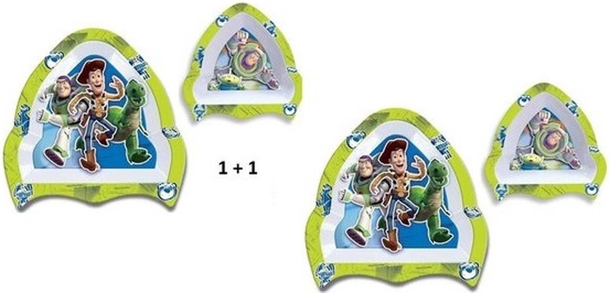 Goedkoopste Disney - Toy Story - Buzz Lightyear - Bord schaaltje - 2 Sets - 4-Delig - Dik melamine - Vaatwasser bestendig