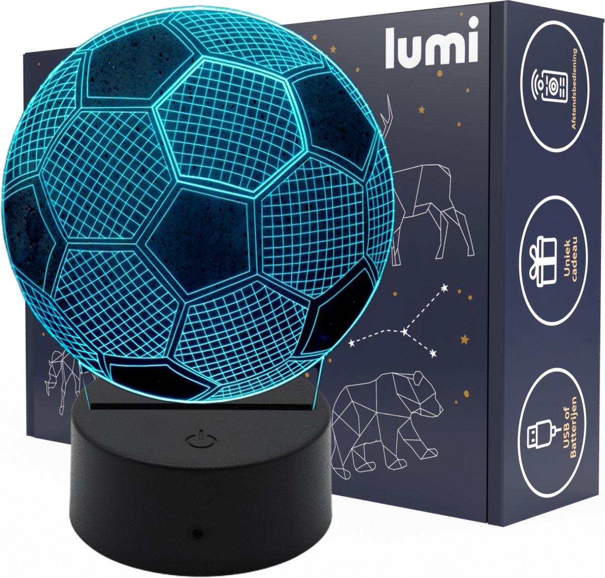 3D Football Lampe Luminosité Réglable LED Veilleuse USB Alimenté Lumière  Chaude Petite Lampe de Table Base
