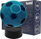 Lampe Lumi 3D - 16 Couleurs - Voetbal - Ballon - Illusion LED - Lampe de Bureau - Veilleuse - Lampe d'ambiance - Dimmable - USB ou Piles - Télécommande - Cadeau pour Garçons - Enfants