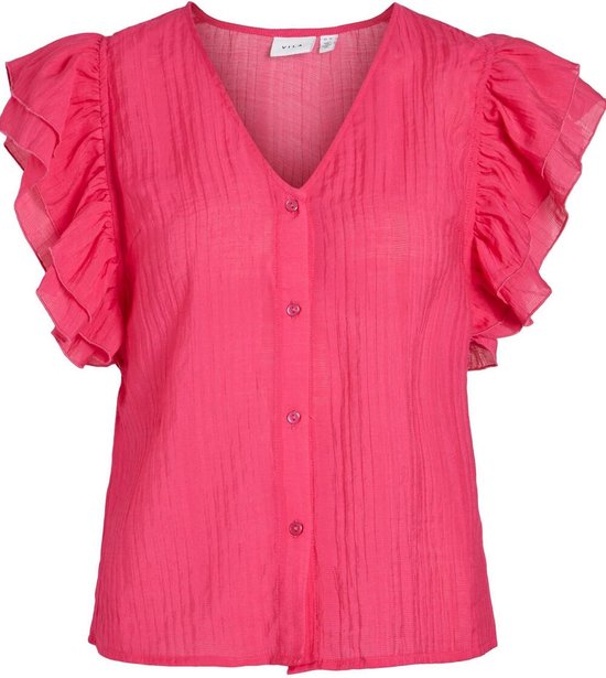 Vila Blouse Vinillie Flounce S/l Shirt/su/lc 14087119 Pink Yarrow Dames Maat - W40