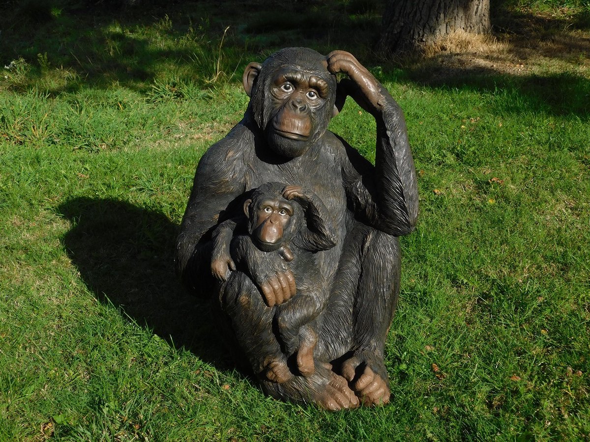 Beeld aap met jong - XXL - polystone - gedetailleerd | bol.com