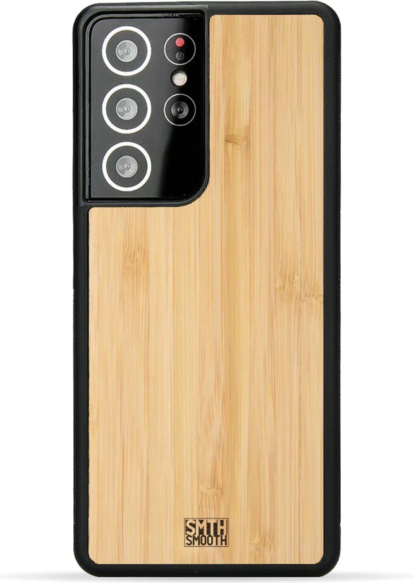 SMOOTH houten Samsung Galaxy S21 Ultra hoesje - BAMBOE - stijlvol en beschermend - gemaakt van echt hout en TPU - ecologisch en duurzaam