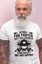 Rick & Rich - T-Shirt Retired Fire Fighter - T-Shirt Brandweerman - T-Shirt Firefighter - Wit Shirt - T-shirt met opdruk - Shirt met ronde hals - T-shirt met quote - T-shirt Man - T-shirt met ronde hals - T-shirt maat 3XL