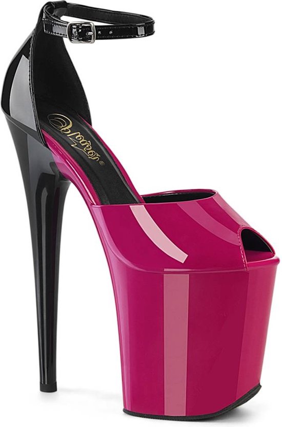 Pleaser - FLAMINGO-868 Sandaal met enkelband, Paaldans schoenen - US 5 - 35 Shoes - Roze/Zwart