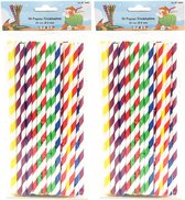 Drinkrietjes - papier - set 100x - multicolor kleuren - 20 cm - verjaardag/feestje