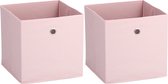 Panier de rangement/panier d'armoire Zeller - 2x - 22 litres - rose clair - 28 x 28 x 28 cm