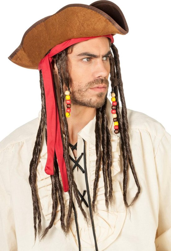 Chapeau de pirate Jack avec bandeau et dreads marron | bol.com