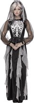 PartyXplosion - Spook & Skelet Kostuum - Elegante Skelet Bruid - Vrouw - Zwart - Small / Medium - Halloween - Verkleedkleding