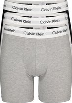 Calvin Klein Cotton Stretch boxer brief (3-pack) - heren boxers extra lang - zwart - wit en grijs - Maat: S