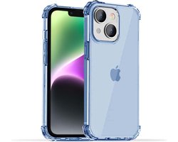 Smartphonica iPhone 14 transparant shockproof siliconen hoesje met stootrand - Blauw geschikt voor iPhone 14