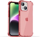 Smartphonica iPhone 14 transparant shockproof siliconen hoesje met stootrand - Rood / Back Cover geschikt voor Apple iPhone 14