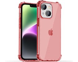 Smartphonica iPhone 14 transparant shockproof siliconen hoesje met stootrand - Rood geschikt voor iPhone 14