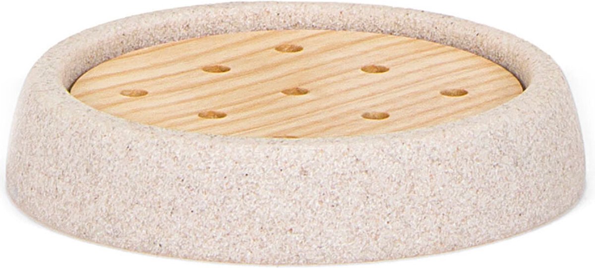 Zeepschaal Andrea House Essenhout Zandsteen (Ø 10,5 x 2 cm)