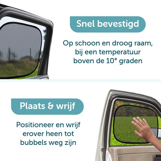 ForDig Zonnescherm Auto (2 Stuks) - Extra Donker - Zonwering UV Protectie voor Auto Zijruit – Zonwering Auto – Zonder zuignappen – 80 GSM – 51 x 31 CM