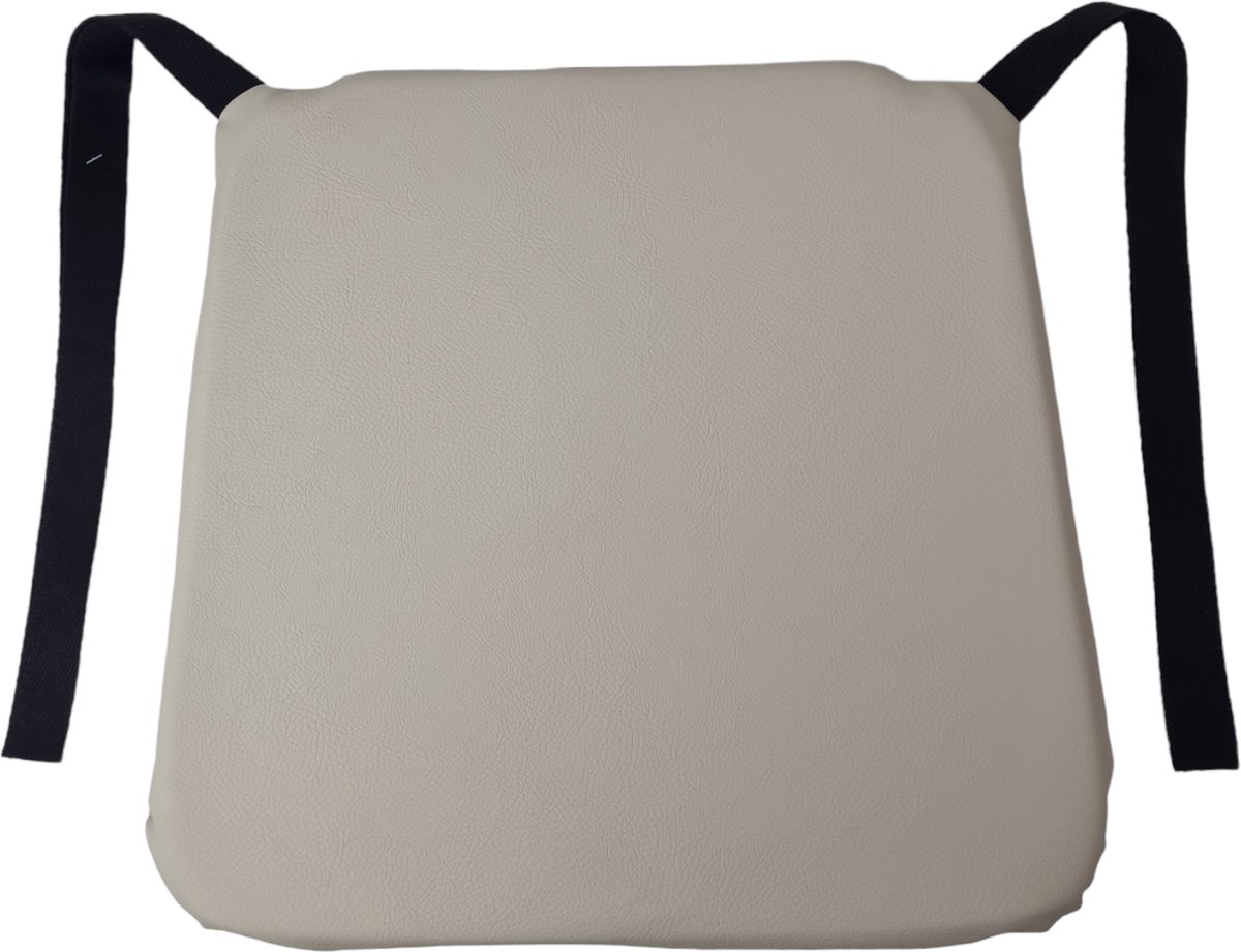 1x Monaco Stoelzit - Sand - Lederlook - Beige - Kunstleder - Stoelkussen - Zitkussen - 43,2cmx40,8cmx4cm