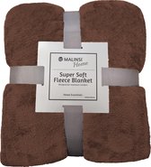 Malinsi Fleece Deken - Bruin - Dekentje - Plaid - 200 x 230 - Fleecedeken bed geschikt voor 220x240 - Bankhoes Sprei - Woondeken Bedsprei