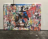 Schilderij - Batman- Mixed Media- Katoenen canvasdoek op houten frame- 70x100cm
