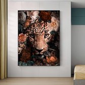 Allernieuwste Canvas Schilderij Luipaard in de Jungle - Modern - Natuur - Woonkamer - 60 x 80 cm - Kleur