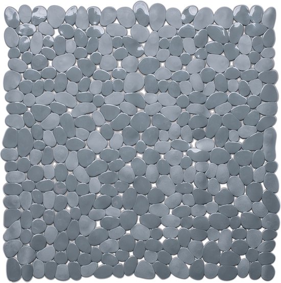 Grijze douchemat met steenlook, 53x53cm.