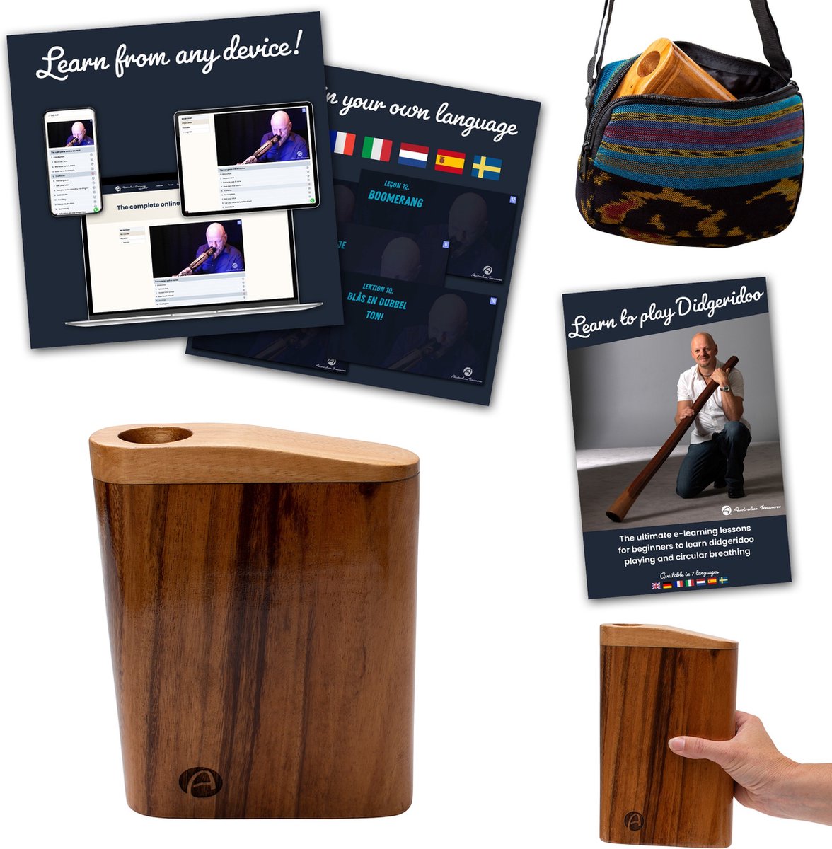 Travel Didgeridoo – Compact Model met Cursus Circulaire Ademhaling
