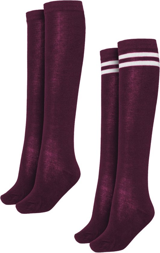 Urban Classics - Ladies College 2-pack Lange sokken - 35/38 - Bordeaux rood