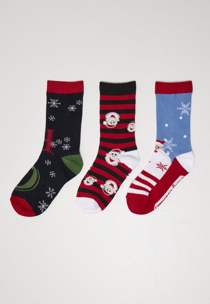 Urban Classics Santa Ho Christmas 3-pack Sokken 43/46 Multicolours Multicolor
